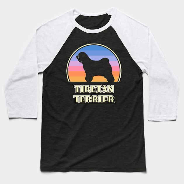 Tibetan Terrier Vintage Sunset Dog Baseball T-Shirt by millersye